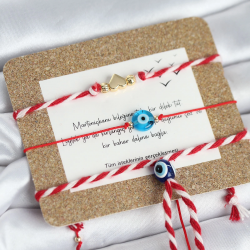 Mey İthalat® Marteniçka Bileklik 3'lü Düğümlü kalp ve Nazarlı Model