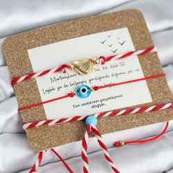 Mey İthalat® Marteniçka Bileklik 3'lü Kalp ve Mavi Boncuk Model