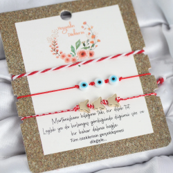 Mey İthalat® Marteniçka Bileklik 3'lü Kelebek ve Nazar Boncuklu Model