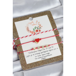 Mey İthalat® Marteniçka Bileklik 3'lü Kırmızı Mineli Kalp Model