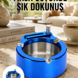 Mey İthalat® Masa Üstü Çakmaklı Küllük Paslanmaz Metal Gövde Yeni Nesil