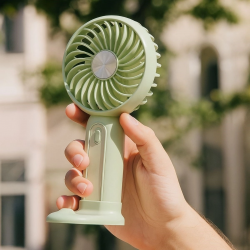 Mey İthalat®  Masa Üstü Standlı USB ile Şarj Olabilen 3 Ayarlı Fan Modlu Çanta Tipi El Fanı