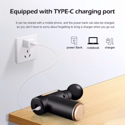 Mey İthalat® Masaj Tabancası 4 Farklı Masaj Başlığı Ayarlanabilir 6 Kademe Hız Vurmalı Derin Dokular Kas Masajı