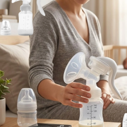 Mey İthalat® Masaj ve Sağım Özellikli Manuel Süt Pompası Sessiz Kullanım 180 ML