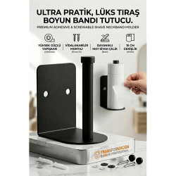 Mey İthalat® Mat Siyah Metal Berber Boyun Kağıdı Tutucu Askısı (Yapışkanlı & Vidalı) 723023