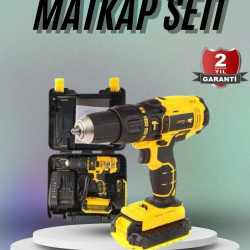 Mey İthalat® Matkap Seti 24 Parça Çift Bataryalı Darbeli Led Işıklı Vidalama