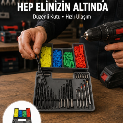 Mey İthalat® Matkap Ucu Seti 24 Parça Organizer Kutulu Ahşap Metal Beton Uyumlu Yeni Nesil