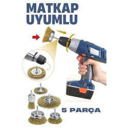 Mey İthalat® Matkap Uyumlu Saçaklı Pimli Tel Fıça Fırça Seti 1/4 inç 721170