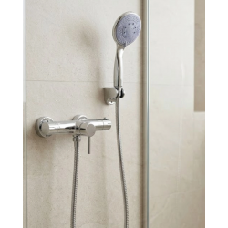 Mey İthalat® Mavi 4 Fonksiyonlu El Duşu Başlığı Seti Spiral Hortum ve Duş Askısı