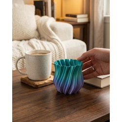 Mey İthalat® Mavi Degrade Kıvrımlı 3D Vazo Minimal Modern Ev Dekoru