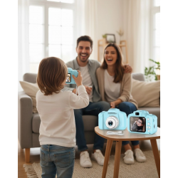 Mey İthalat® Mavi Mini Dijital Kamera HD Video Fotoğraf Çekimli USB Şarjlı Hafıza Kart Destekli