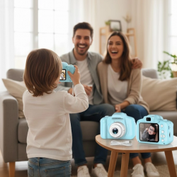 Mey İthalat® Mavi Mini Dijital Kamera HD Video Fotoğraf Çekimli USB Şarjlı Hafıza Kart Destekli