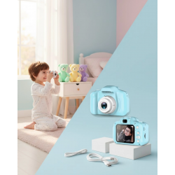 Mey İthalat® Mavi Mini Dijital Kamera HD Video ve Fotoğraf Çekimli USB Şarjlı Kompakt Kayıt Cihazı