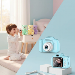 Mey İthalat® Mavi Mini Dijital Kamera HD Video ve Fotoğraf Çekimli USB Şarjlı Kompakt Kayıt Cihazı