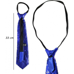 Mey İthalat® Mavi Renk Pul Payetli Işıltılı Parti Kravatı 33 cm