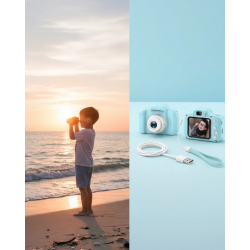 Mey İthalat® Mavi Taşınabilir Mini Kamera HD Video Fotoğraf Çekimli USB Şarjlı Hafıza Kart Destekli