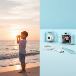 Mey İthalat® Mavi Taşınabilir Mini Kamera HD Video Fotoğraf Çekimli USB Şarjlı Hafıza Kart Destekli