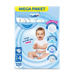 Mey İthalat® Mega Paket Bebek Bezi 4 Beden 7-14 Kg 128 Adet