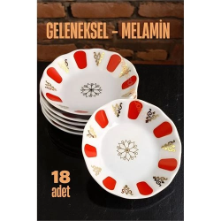 Mey İthalat® Melamin Çay Tabağı 18 Adet Geleneksel Türk Çay Bardağı Altlığı 721659