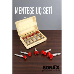 Mey İthalat® Menteşe Uç Seti Ahşap Freze Bıçağı Yuvarlak Panc 5 Adet Çantalı Takım 721696