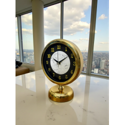 Mey İthalat® Mermer Işıltısı Gold 25 x 20 Cm Metal Masa Saati