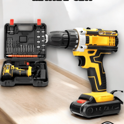 Mey İthalat® Metal Dişli 24W Akülü Matkap -Çift Bataryalı ve LED Çalışma Işığı ile Tam Set