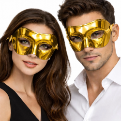 Mey İthalat® Metalize Parlak Parti Maskesi Altın Gold Renk 16x7 cm