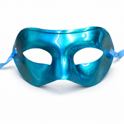 Mey İthalat® Metalize Parlak Parti Maskesi Turkuaz Mavi Renk 16x7 cm