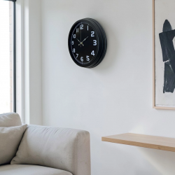 Mey İthalat® Midnight Black 40 Cm Metal Duvar Saati