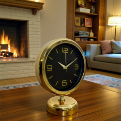 Mey İthalat® Midnight Gold 25 x 20 Cm Metal Masa Saati