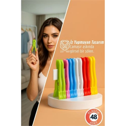 Mey İthalat® Mila Kovalchuk Serisi 48'li Premium Renkli Çamaşır Mandalı Kırılmaz İz Bırakmaz 722862