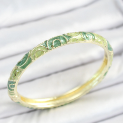 Mey İthalat® Mineli Pirinç Yeşil Sarmal Desenli Gold Renk Kadın Kelepçe