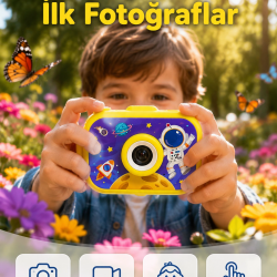 Mey İthalat® Mini Çocuk Dijital Fotoğraf Makinesi Type-C Şarjlı HD Video Kamera 2.0 İnç TFT Renkli Ekran