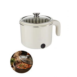 Mey İthalat® Mini Elektrikli Yemek Pişirici 1 Litre Buharlı Pişirme Tepsili Mutfak Tenceresi