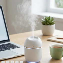 Mey İthalat® Mini Hava Nemlendirici USB Bağlantılı LED Işıklı 5 Esans Hediyeli Aromaterapi Difüzörü