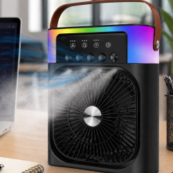 Mey İthalat® Mini Klima Fan Buharlı Soğutucu RGB Led Işıklı Taşınabilir Masaüstü Fan