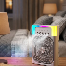 Mey İthalat® Mini Klima Fan Su Hazneli USB Şarjlı Sessiz Masaüstü Soğutucu