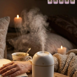 Mey İthalat® Mini Nemlendirici 5 Esans Hediyeli LED Işıklı Taşınabilir Aromaterapi Buhar Makinesi