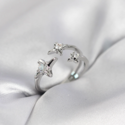 Mey İthalat® Minimal Kutup Yıldızı Model Gümüş Renk Kadın Yüzük