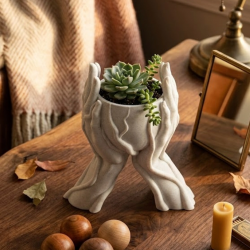 Mey İthalat® Minimalist El Tasarımlı Dekoratif 3D Saksı Vazo Modern Masa Dekoru