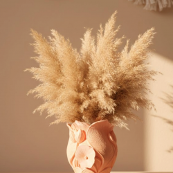 Mey İthalat® Modern 3D Turuncu Çiçek Vazo Masaüstü Salon Dekoru