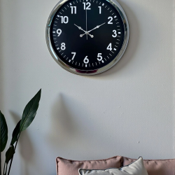 Mey İthalat® Modern 40 Cm Metal Krom Standart Duvar Saati