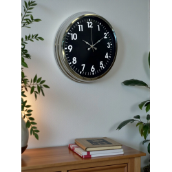 Mey İthalat® Modern 40 Cm Metal Krom Standart Duvar Saati