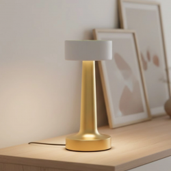 Mey İthalat® Modern Altın Gövdeli LED Masa Lambası 3 Işık Modlu