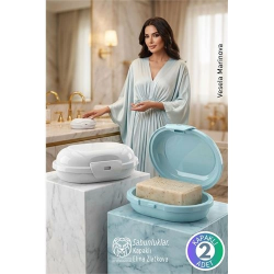 Mey İthalat® Modern Banyo Tasarımı: 2’li Premium Sızdırmaz Kapaklı Sabunluk Seti - Hijyenik Seyahat Kutusu