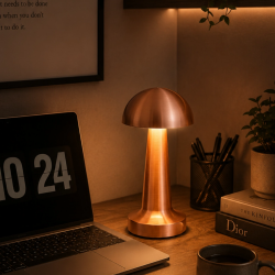 Mey İthalat® Modern Bronz Mantar Masa Lambası LED Dokunmatik Dekoratif Aydınlatma