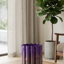 Mey İthalat® Modern Dekoratif Vazo Mor Gri Geçişli Şık Tasarım Masa Üstü Kullanım