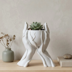 Mey İthalat® Modern Ev Dekoru İçin El Şeklinde 3D Baskı Dekoratif Saksı Vazo