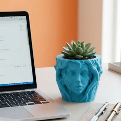 Mey İthalat® Modern Ev Dekoru İçin Kadın Yüzü Ağaç Tasarımlı Dekoratif Vazo