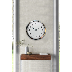 Mey İthalat® Modern Klasik 40 Cm Krom Metal Duvar Saati